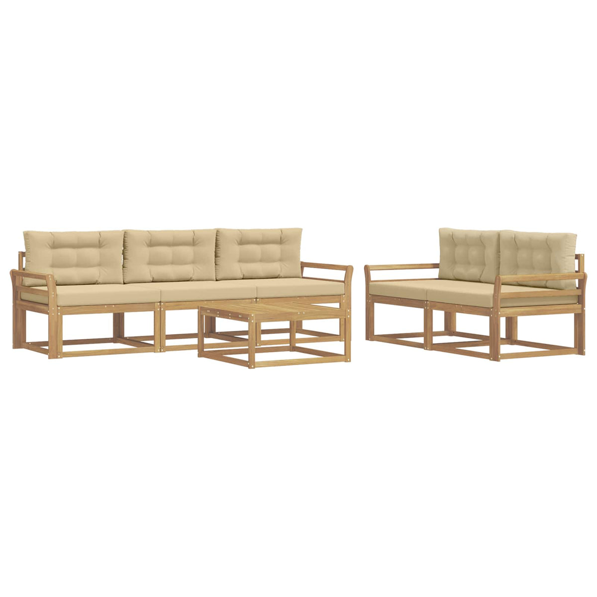 Set vanjskih sofa s jastukom 6 pcs Bijela i bež