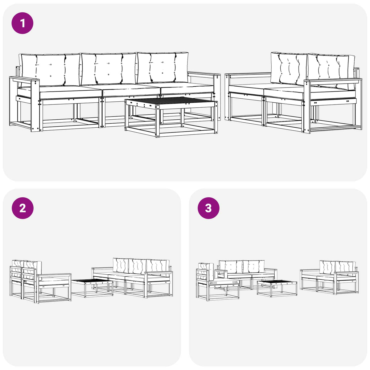 Set vanjskih sofa 6 kom. Bijela i svjetlosiva