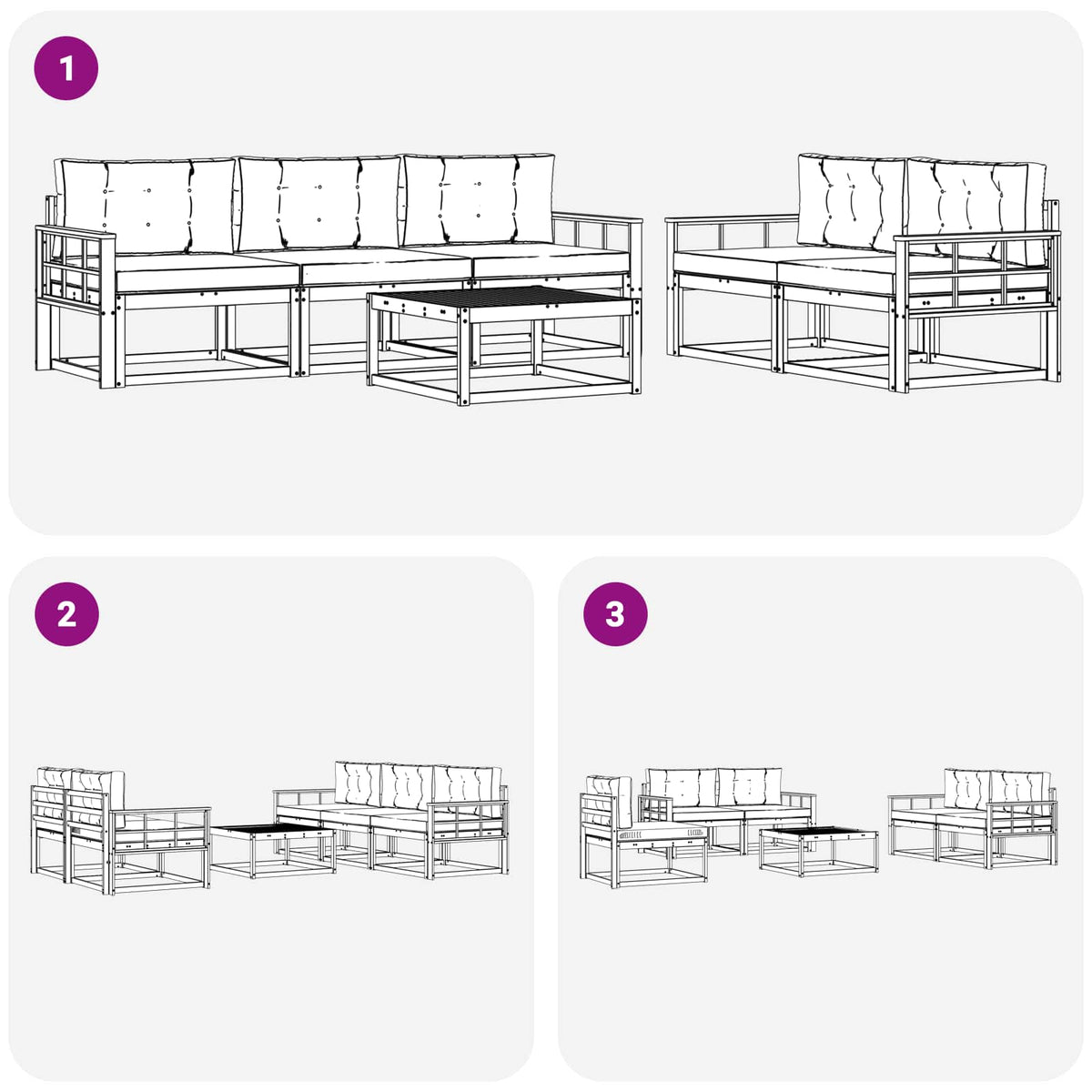 Set vanjskih sofa s jastukom 6 pcs Bijela i krem