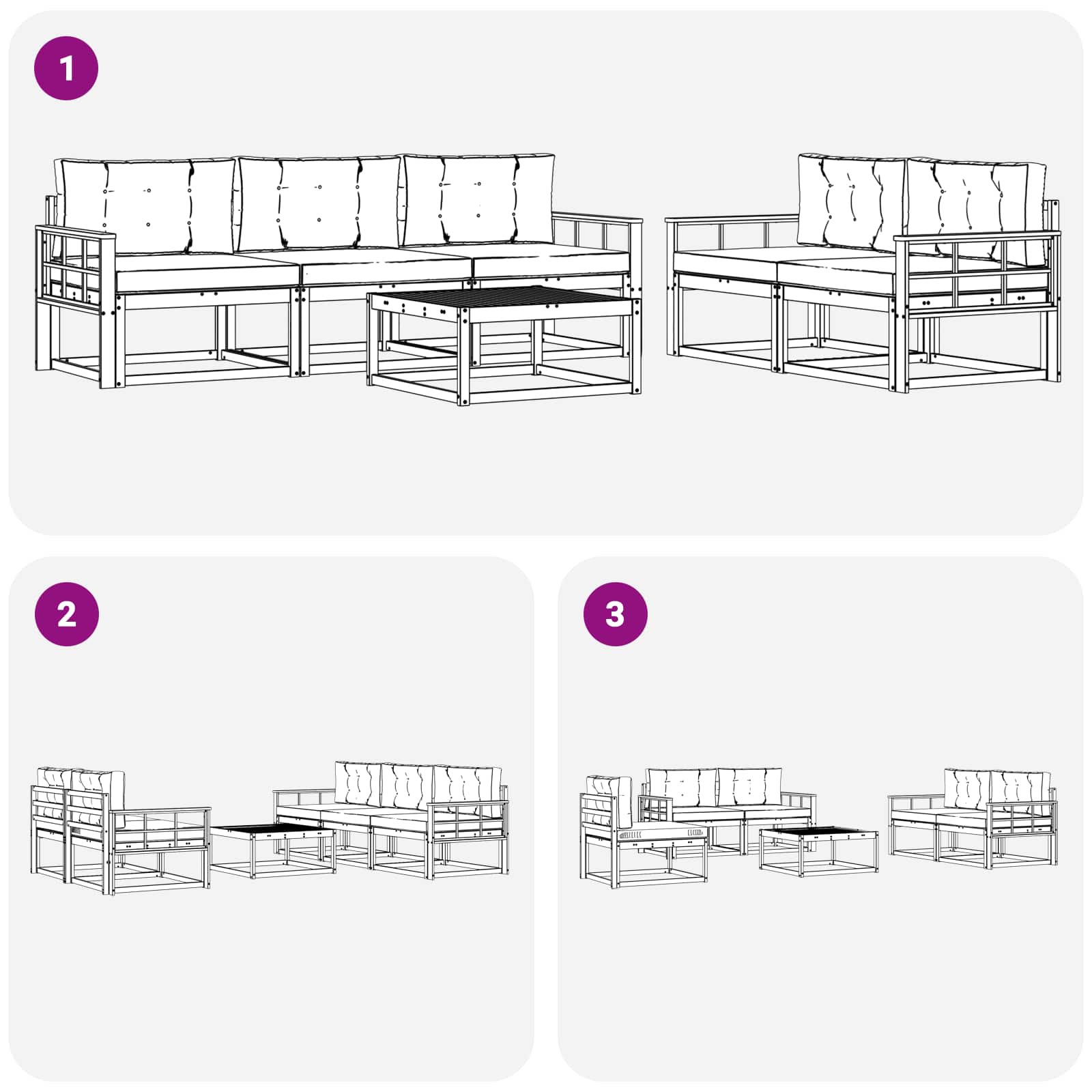Set vanjskih sofa s jastukom 6 pcs Bijela i krem