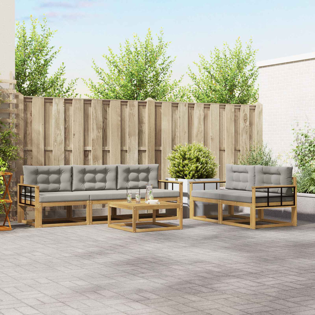 Set vanjskih sofa 6 kom. Bijela i svjetlosiva