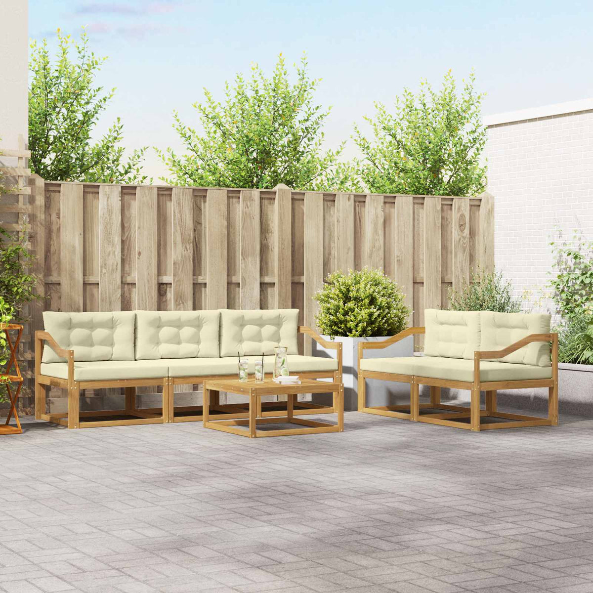 Set vanjskih sofa 6 kom. Bijela i krem