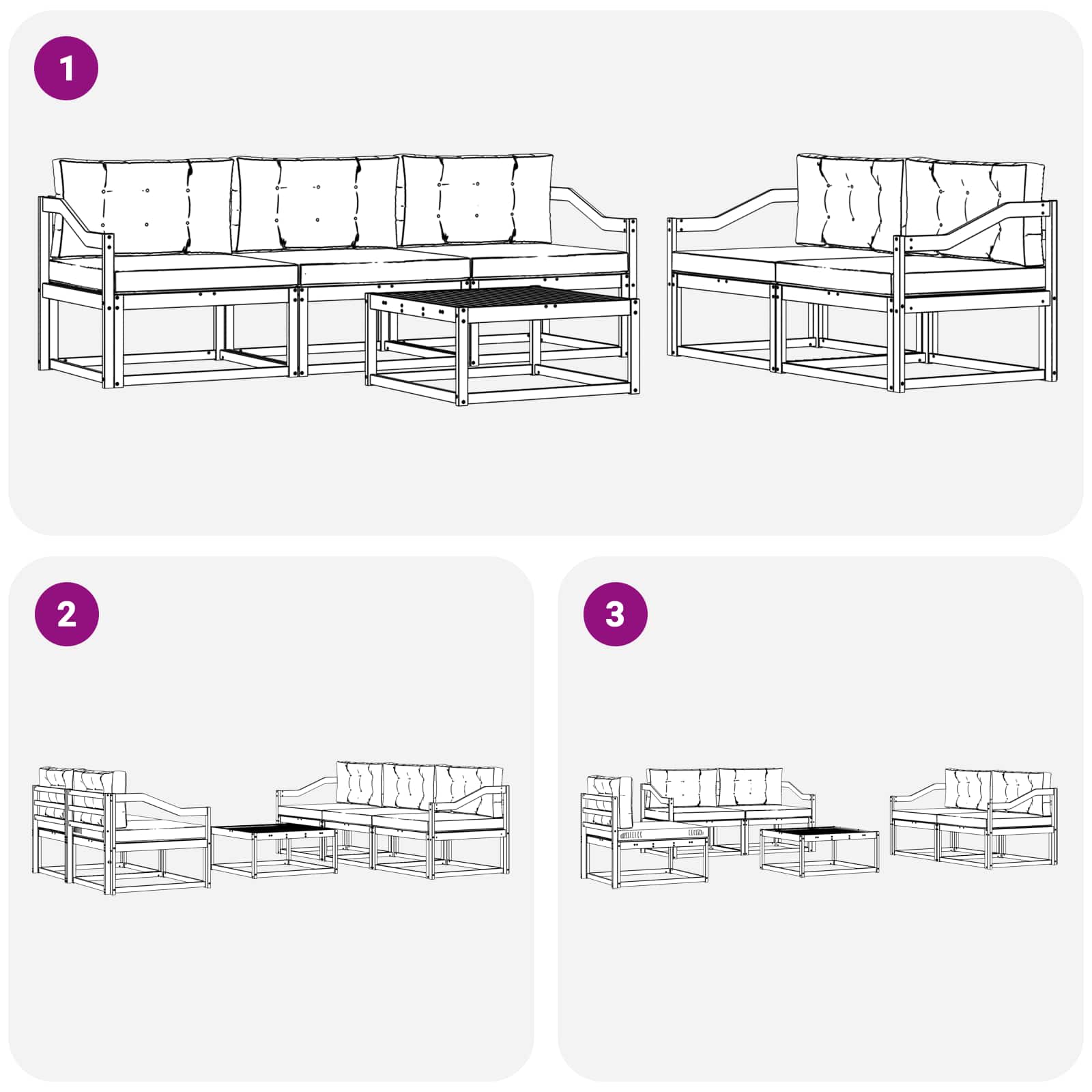 Set vanjskih sofa s jastukom 6 pcs Bijela i krem