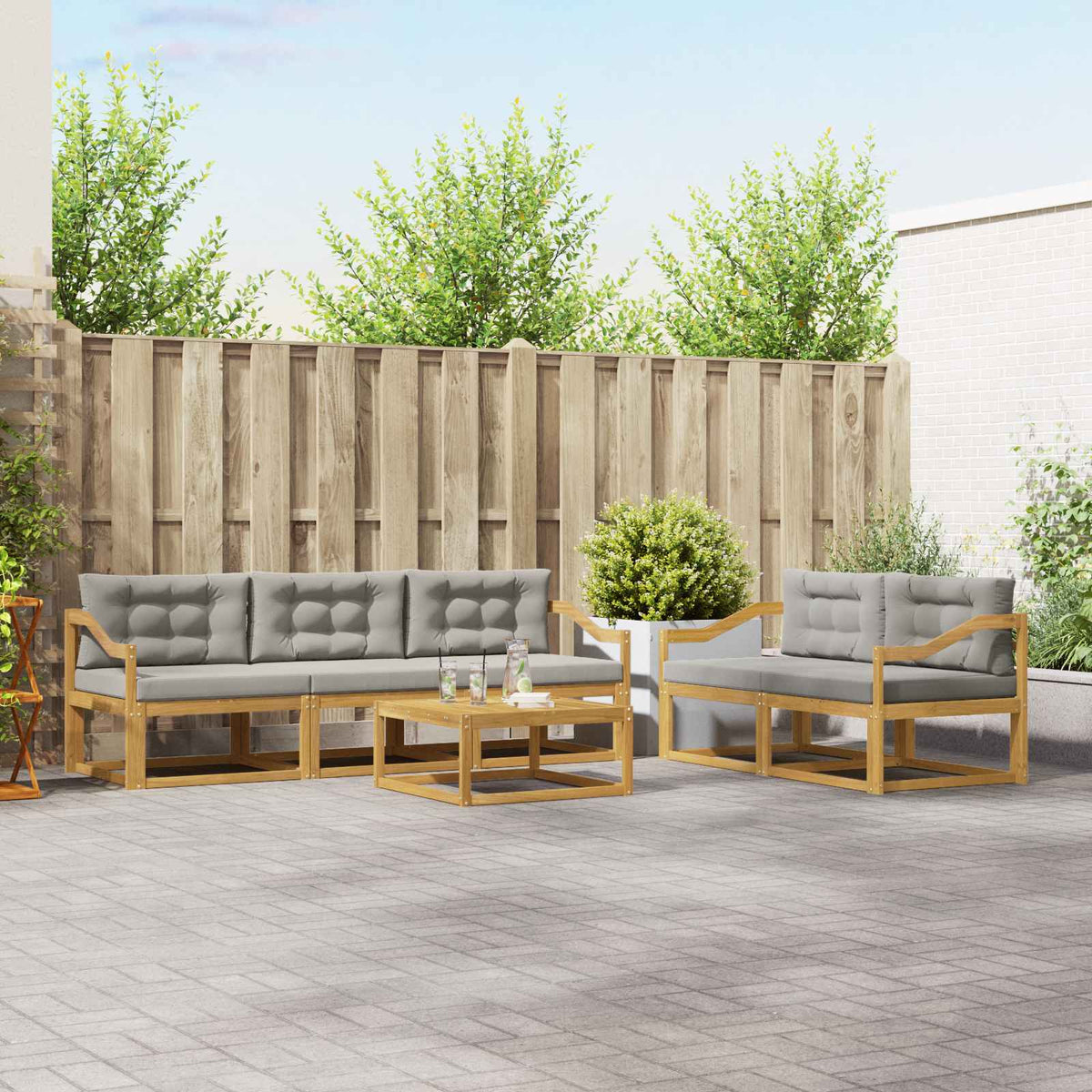 Set vanjskih sofa 6 kom. Bijela i svjetlosiva