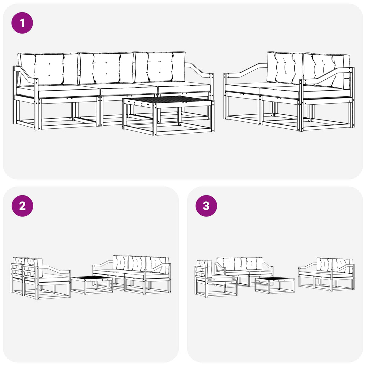 Set vanjskih sofa 6 kom. Bijela i svjetlosiva
