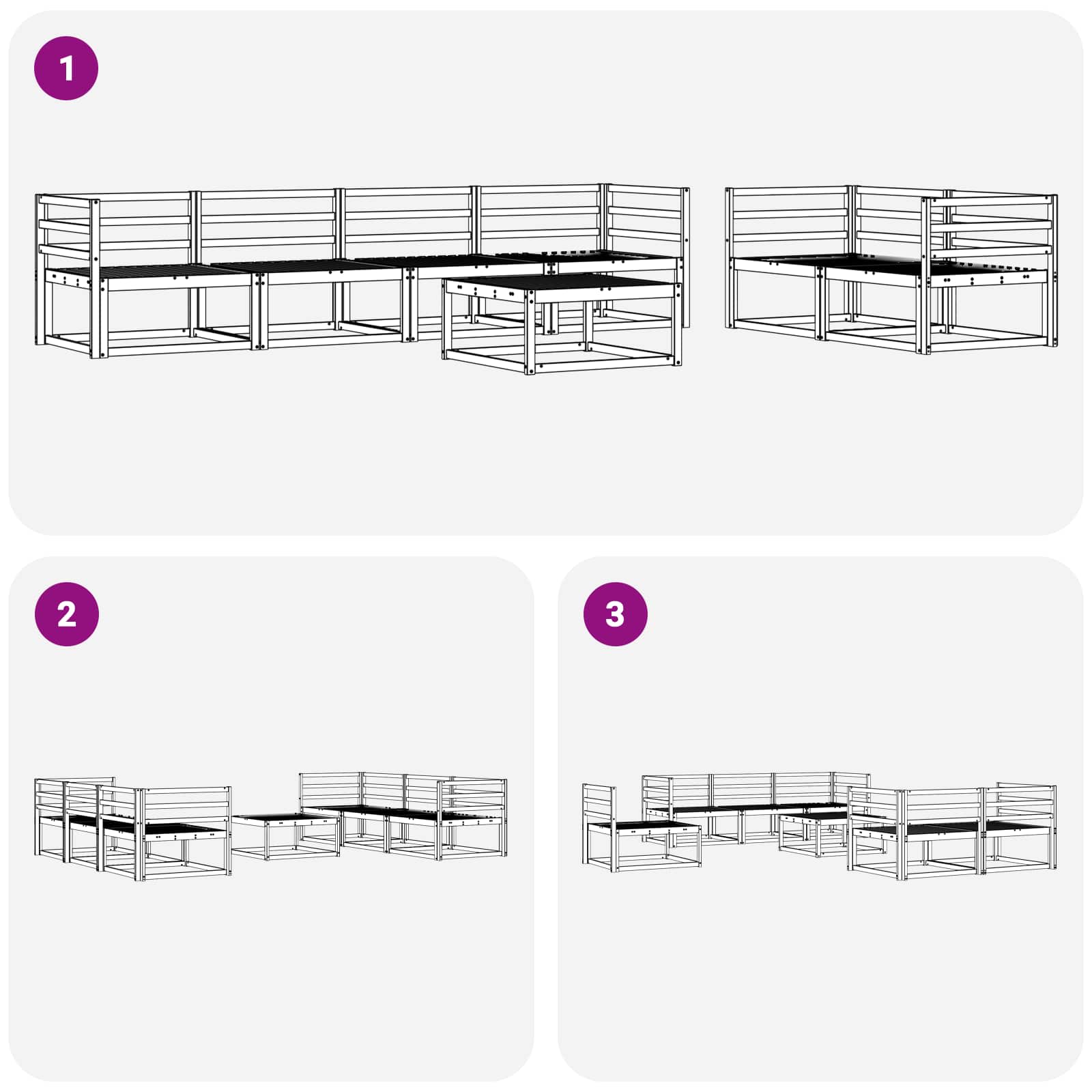 Set vanjskih sofa 7 pcs Bijela