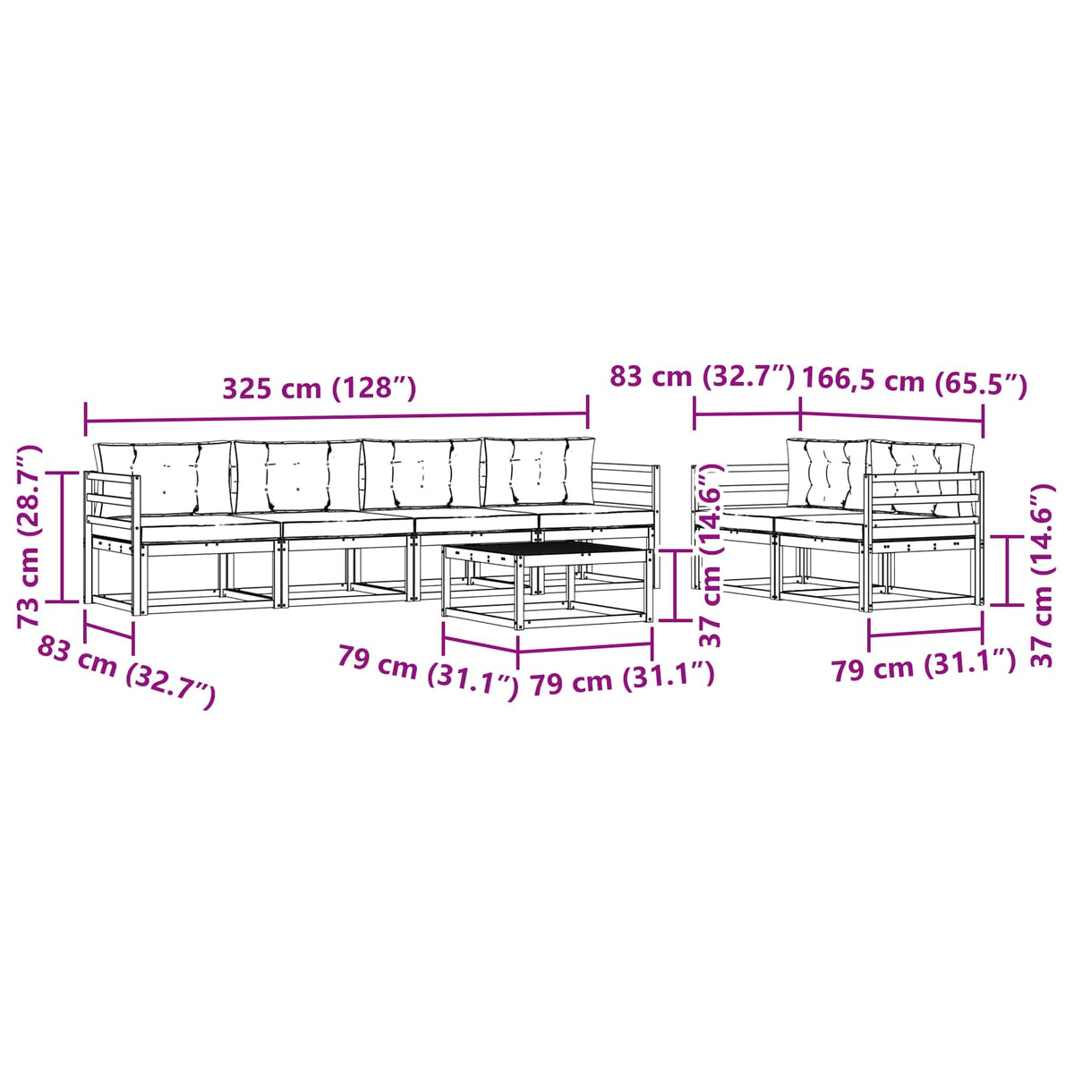 Set vanjskih sofa s jastukom 6 pcs Bijela i krem