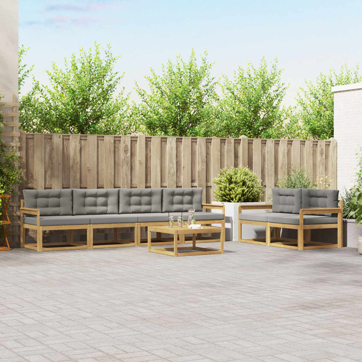 Set vanjskih sofa 6 kom. Bijela i svjetlosiva