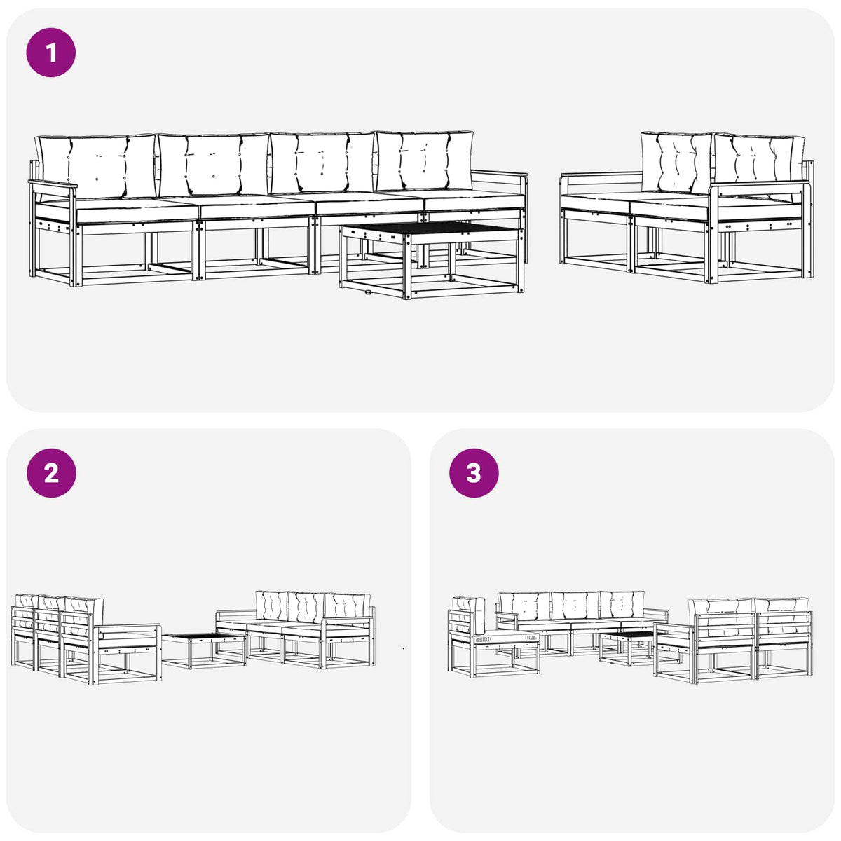 Set vanjskih sofa 6 kom. Bijela i antracit