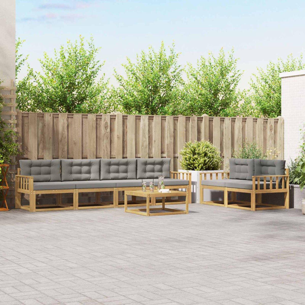 Set vanjskih sofa 6 kom. Bijela i svjetlosiva