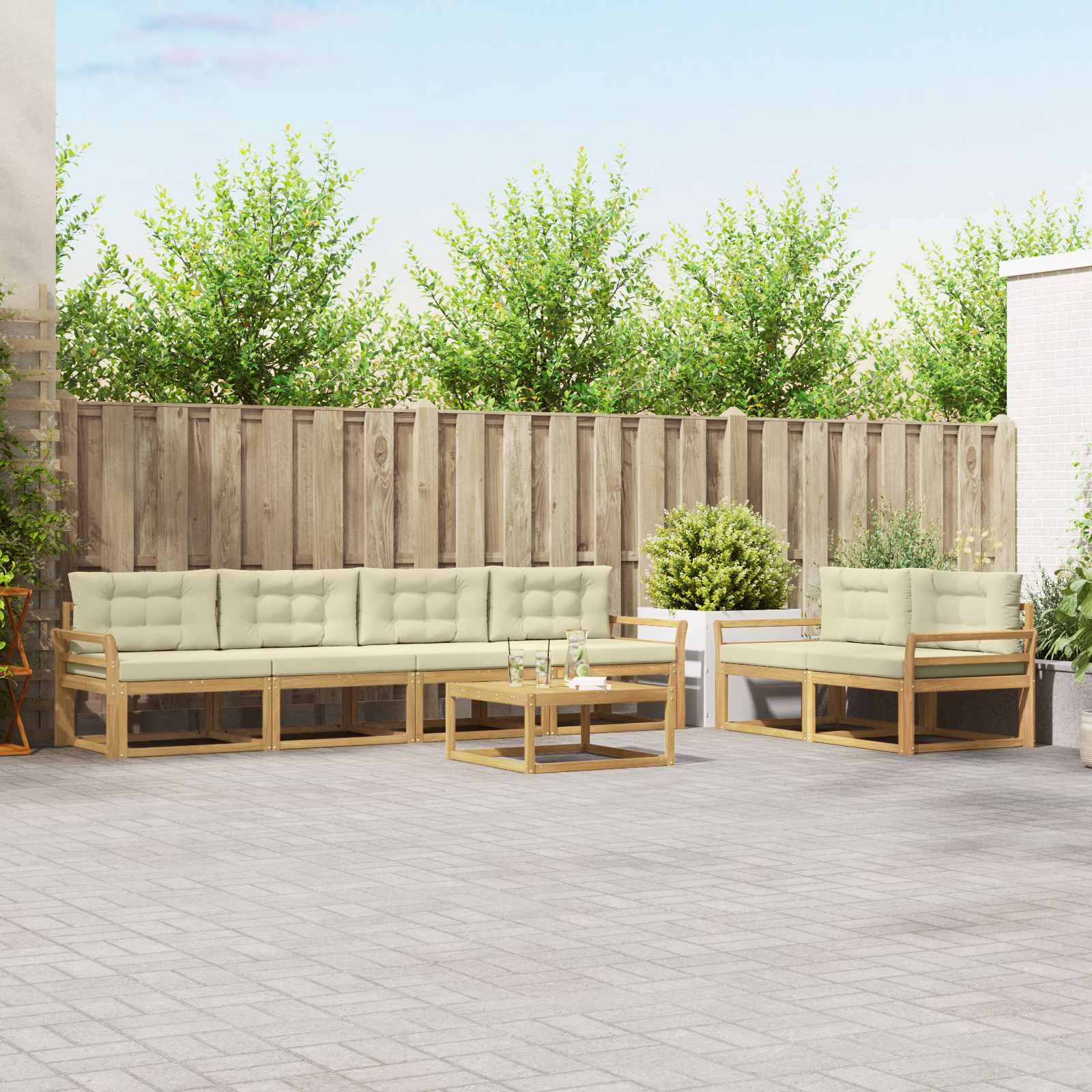 Set vanjskih sofa s jastukom 6 pcs Bijela i krem