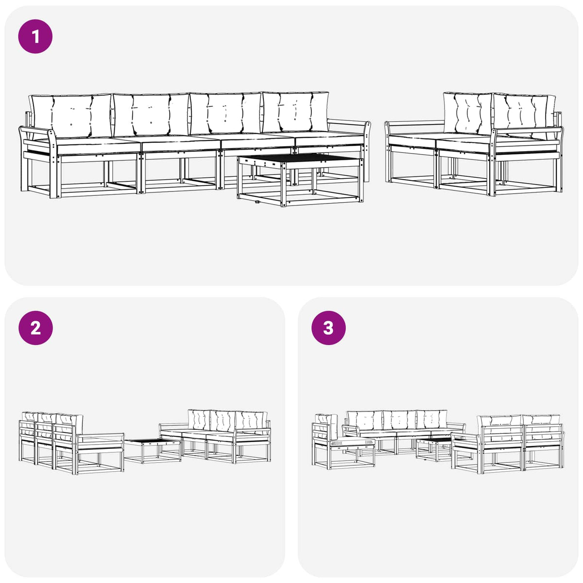 Set vanjskih sofa 6 kom. Bijela i svjetlosiva