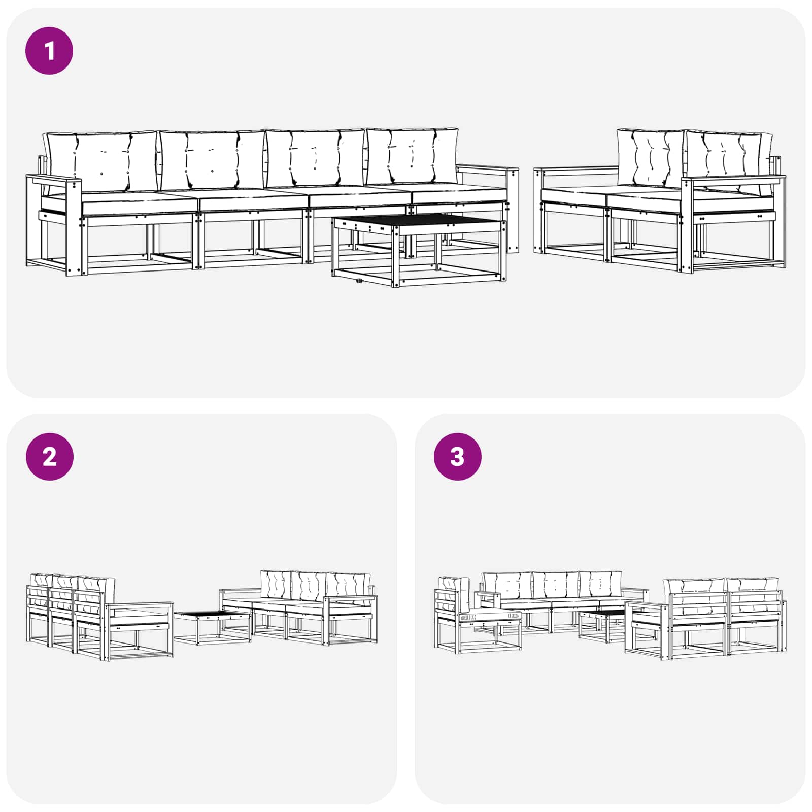 Set vanjskih sofa s jastukom 6 pcs Bijela i krem