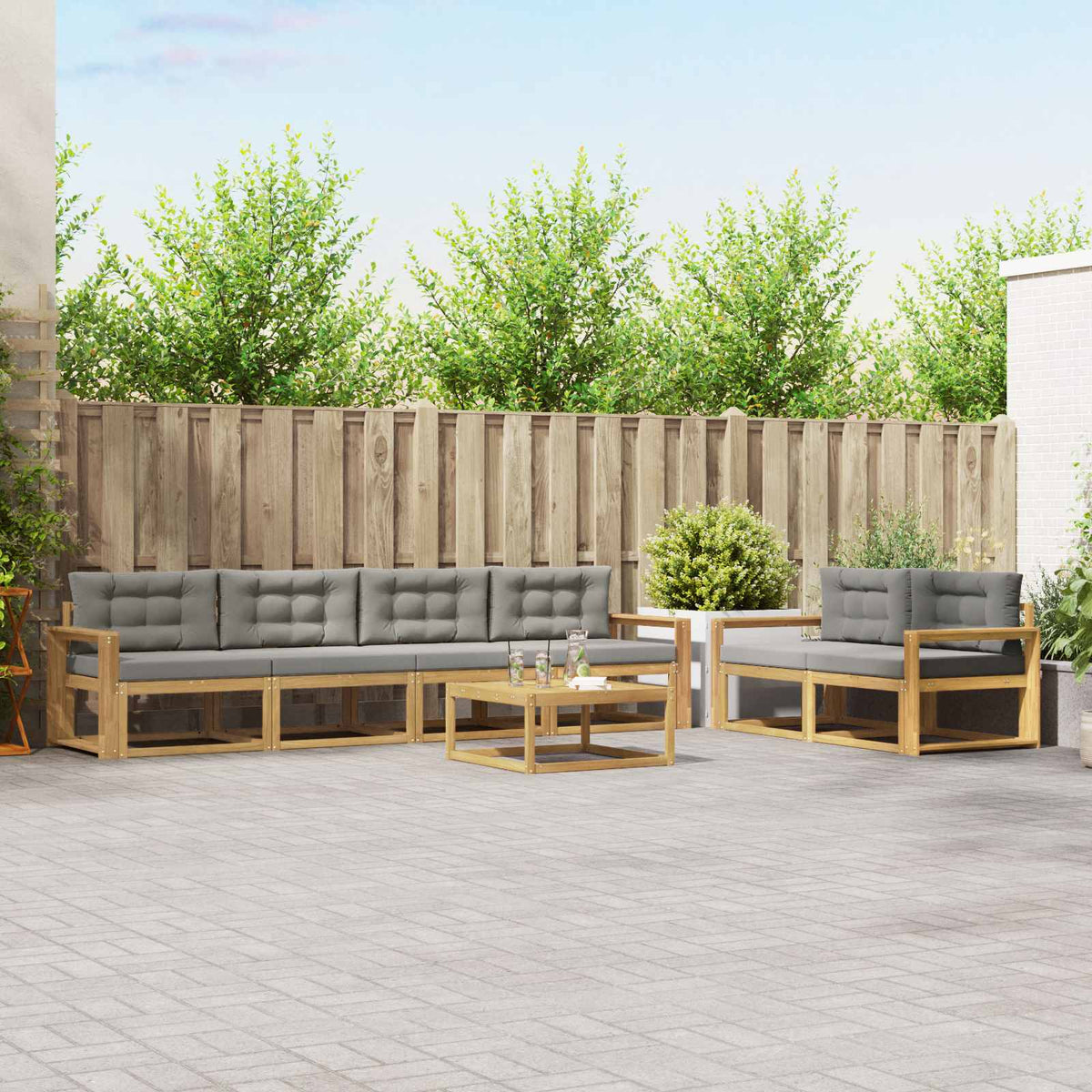 Set vanjskih sofa 6 kom. Bijela i svjetlosiva