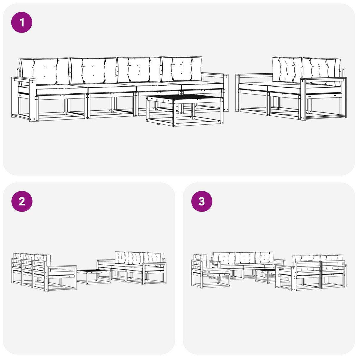 Set vanjskih sofa 6 kom. Bijela i svjetlosiva