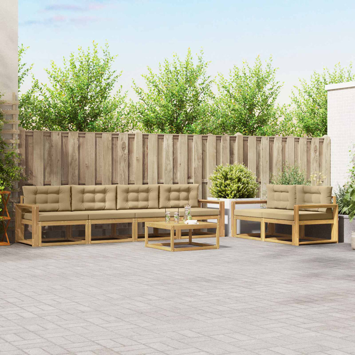 Set vanjskih sofa 6 kom. Bijela i bež