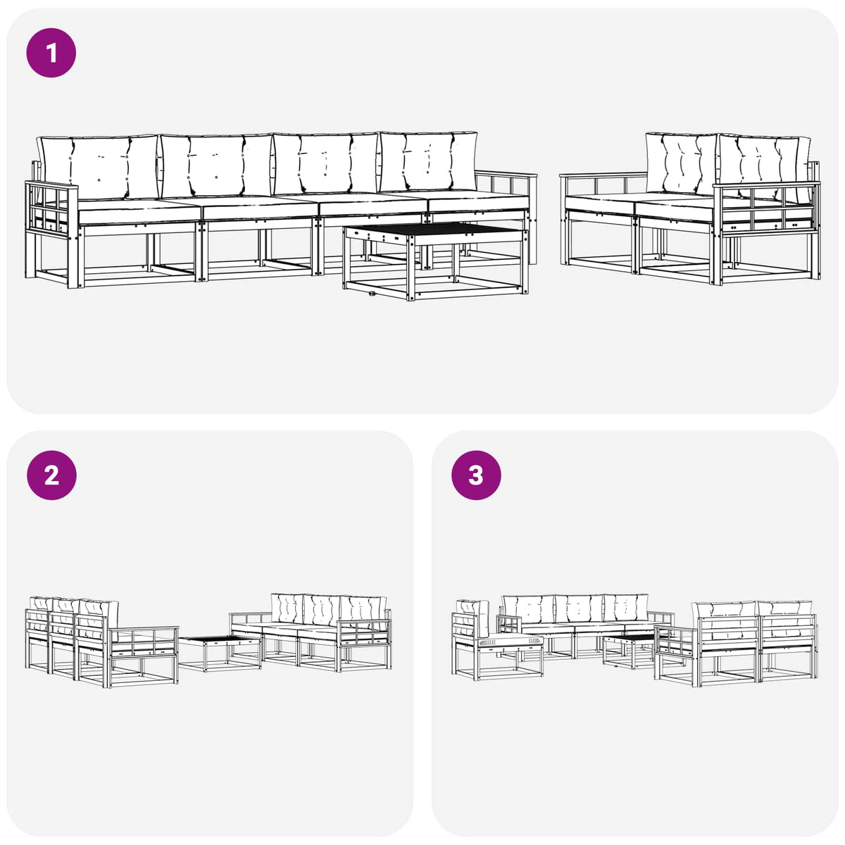 Set vanjskih sofa 6 kom. Bijela i bež