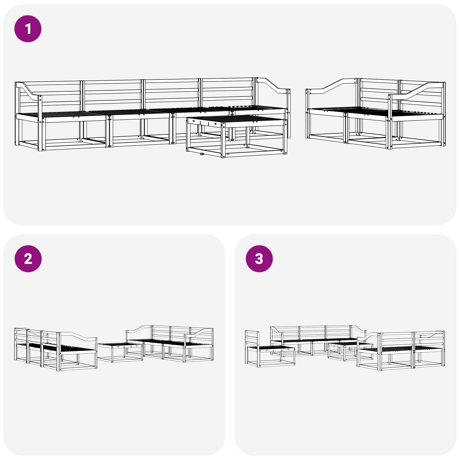 Set vanjskih sofa 7 pcs Bijela