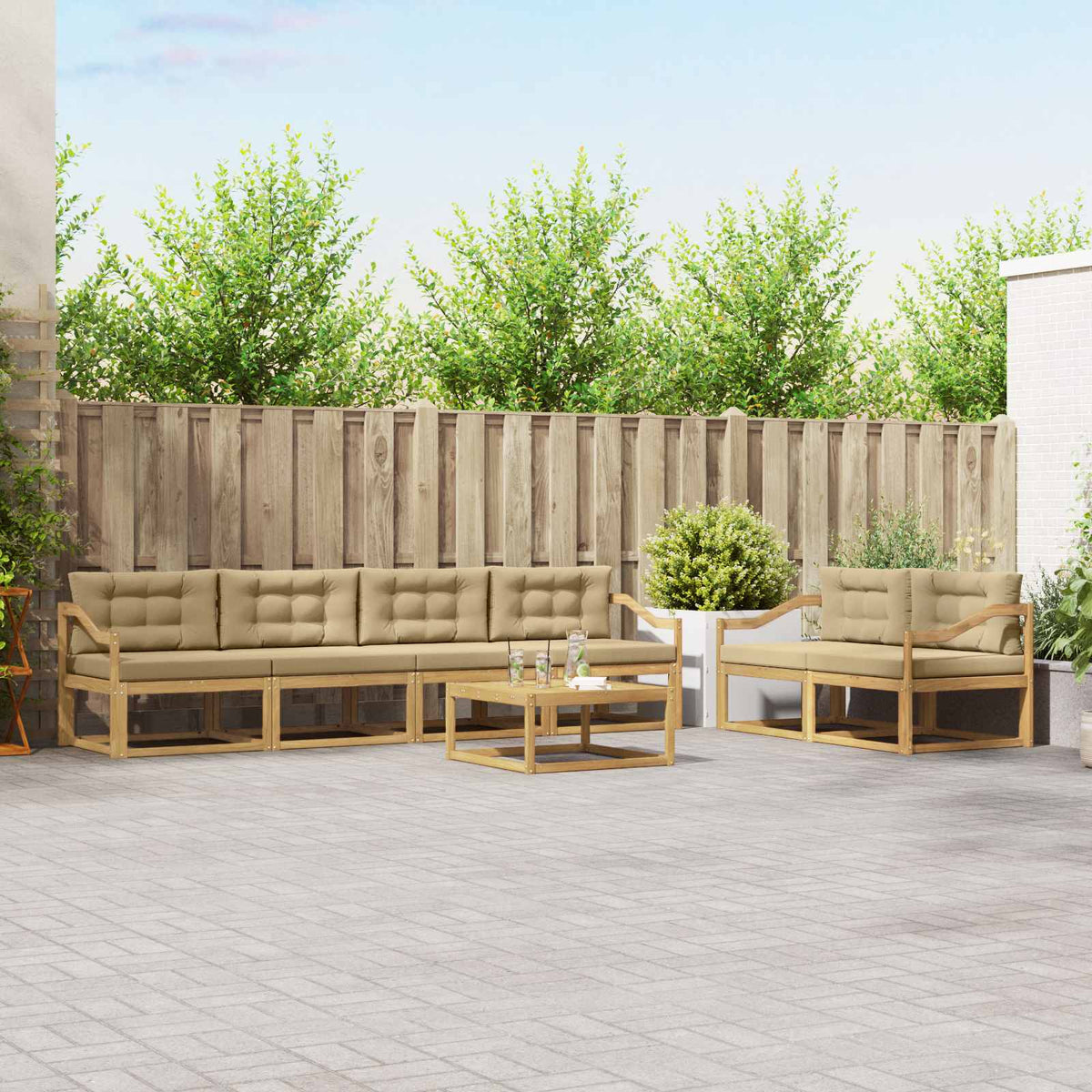 Set vanjskih sofa 6 kom. Bijela i bež