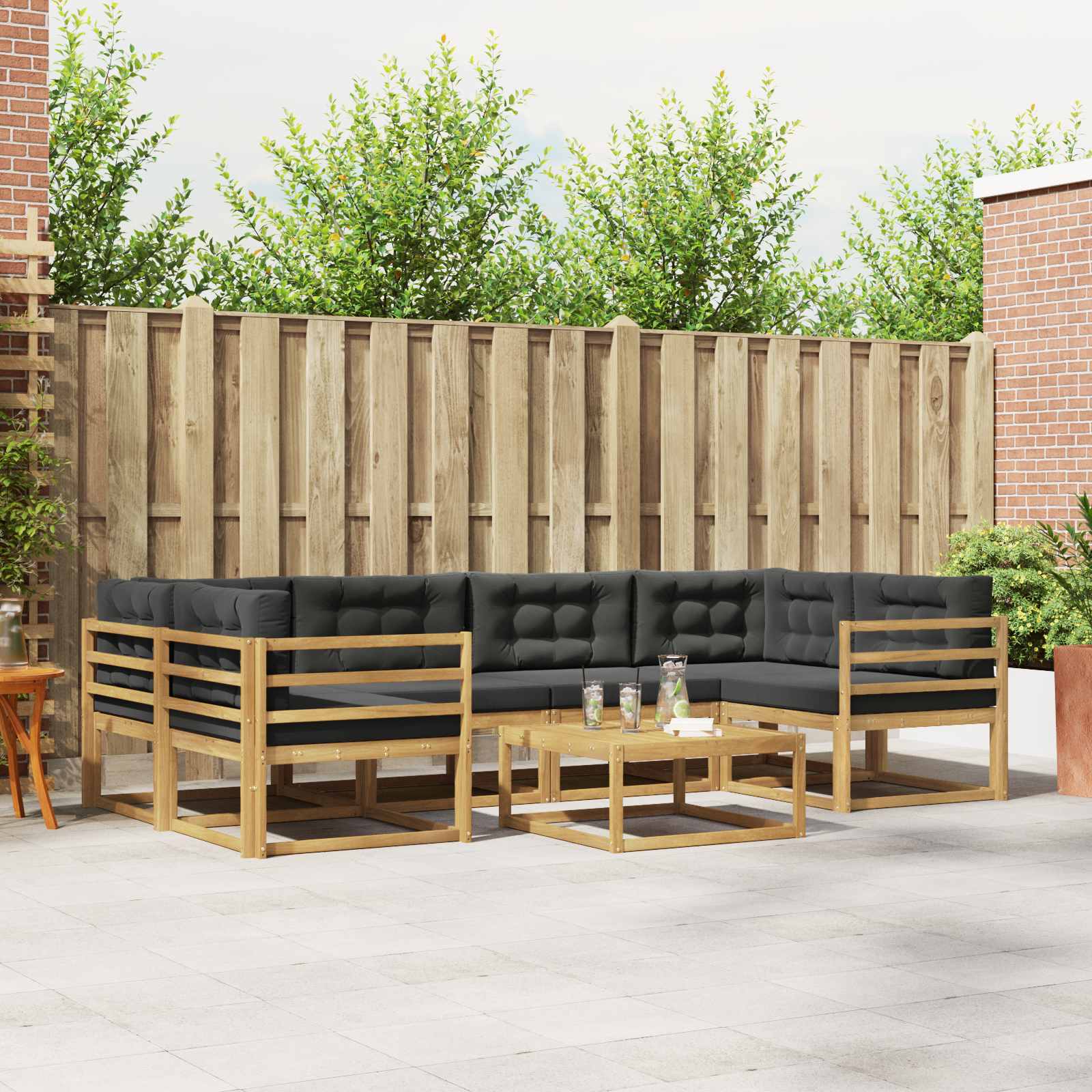 Set vanjskih sofa s jastukom 5 pcs Bijela i antracit