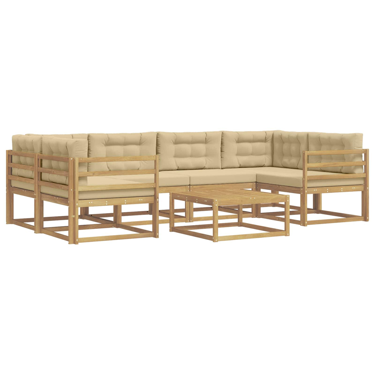 Set vanjskih sofa s jastukom 5 pcs Bijela i bež