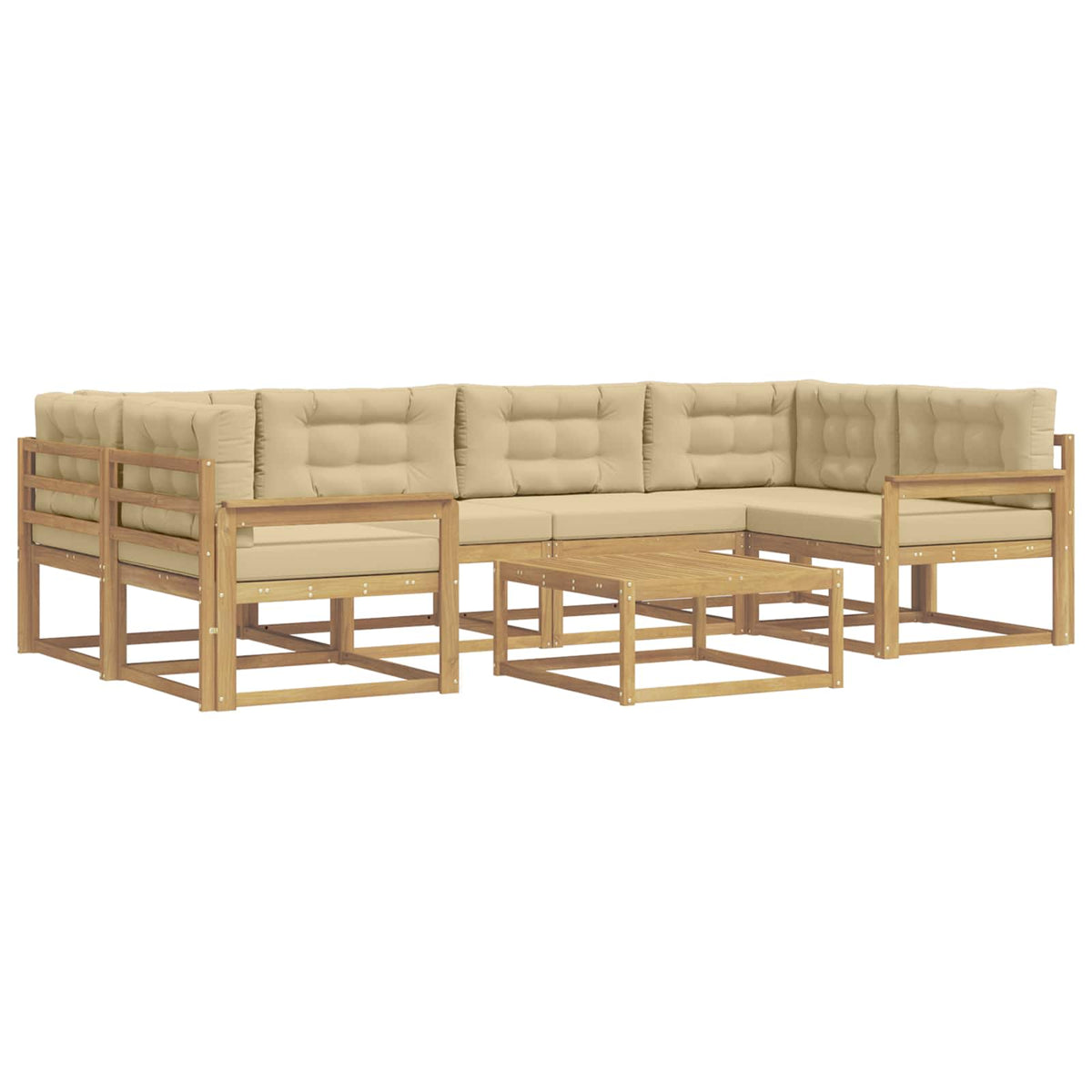 Set vanjskih sofa s jastukom 5 pcs Bijela i bež