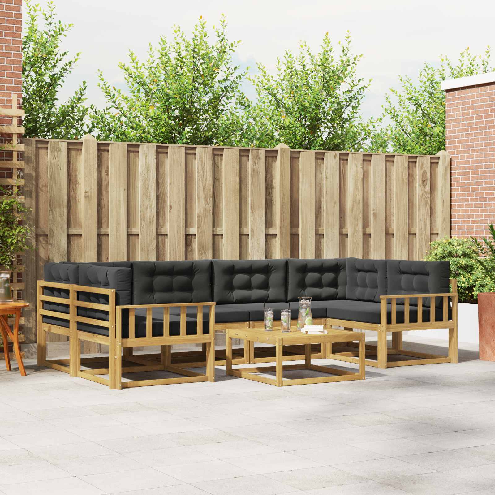 Set vanjskih sofa s jastukom 5 pcs Bijela i antracit