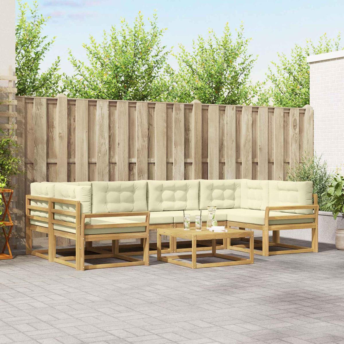 Set vanjskih sofa s jastukom 5 pcs Bijela i krem