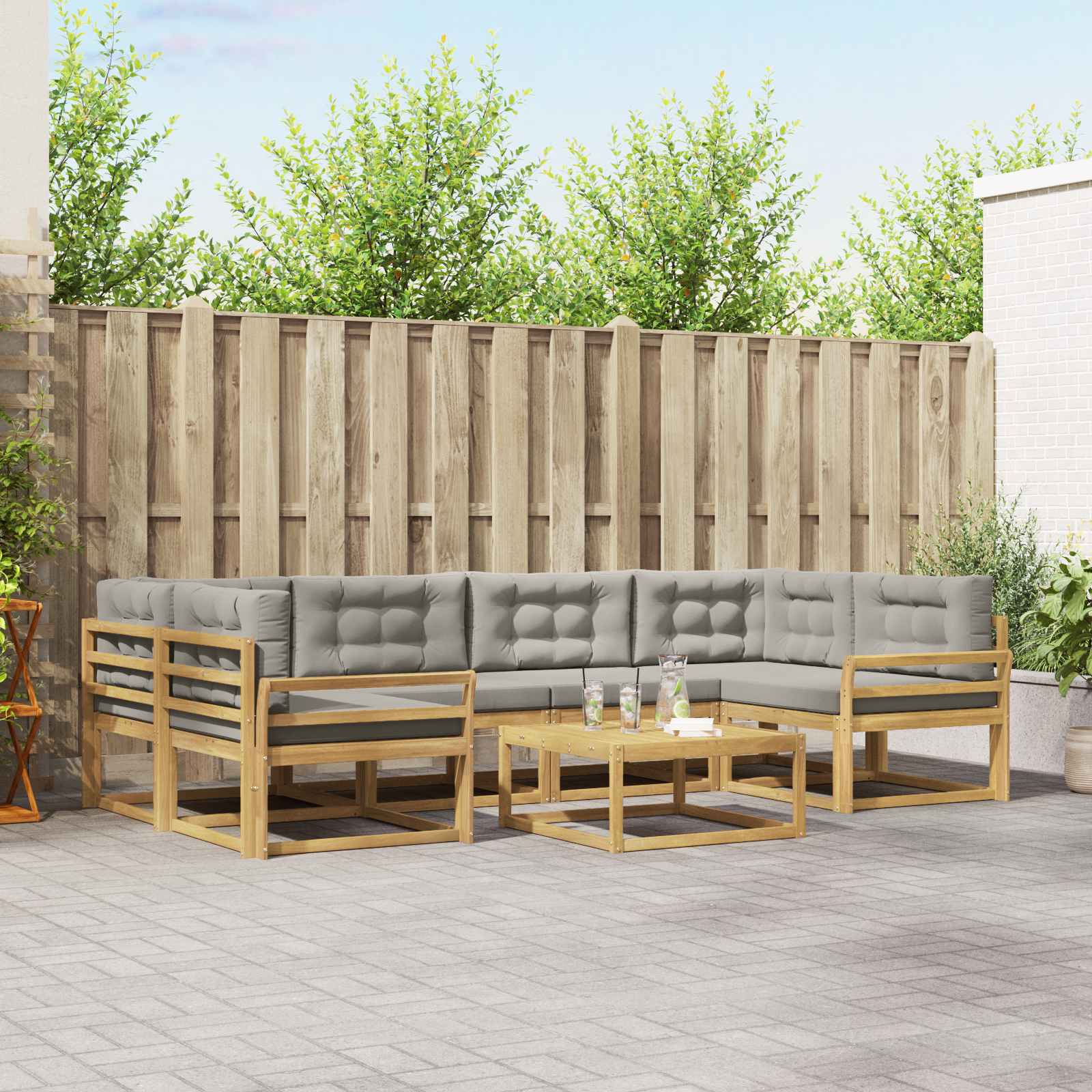 Set vanjskih sofa s jastukom 5 pcs Bijela i svjetlosiva