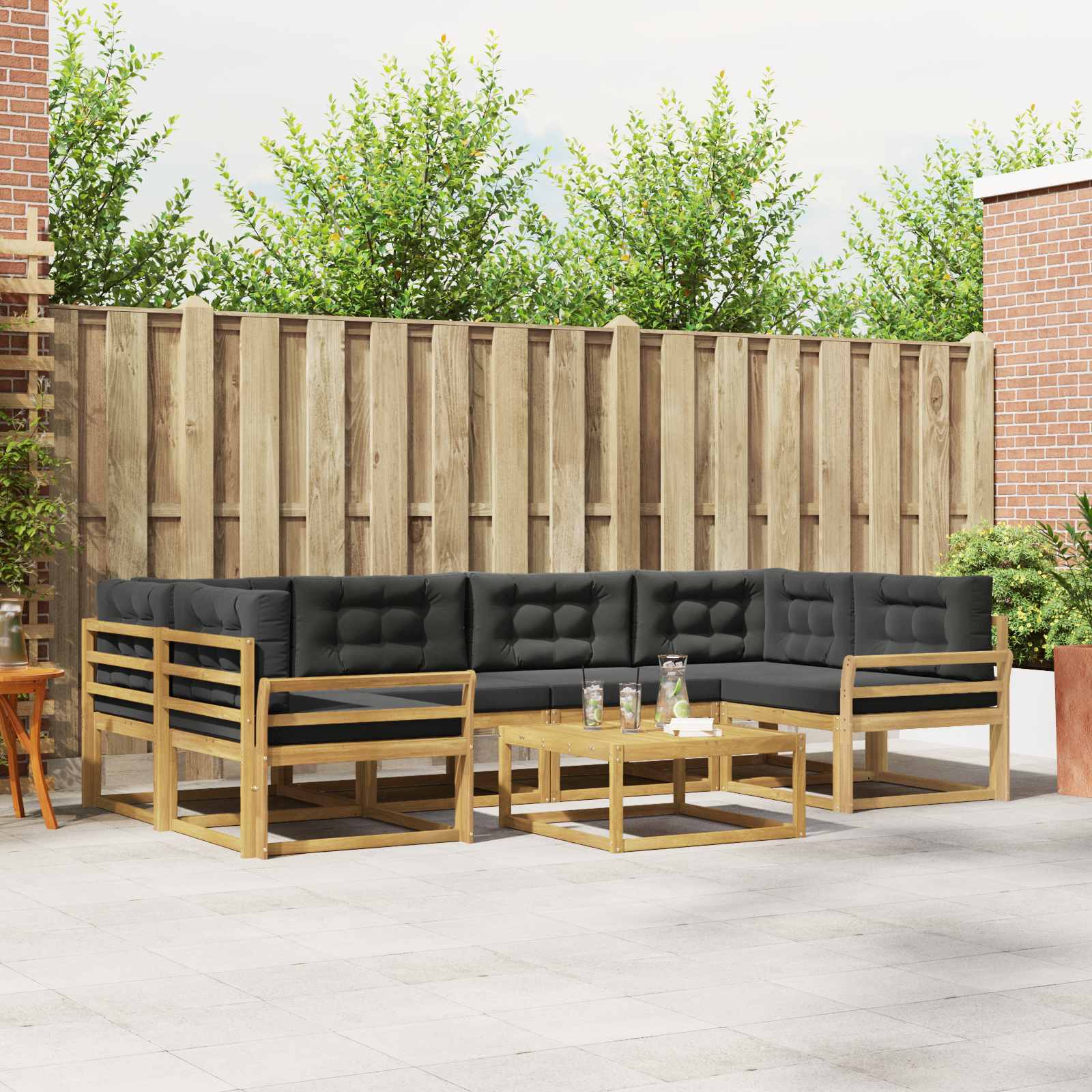 Set vanjskih sofa s jastukom 5 pcs Bijela i antracit