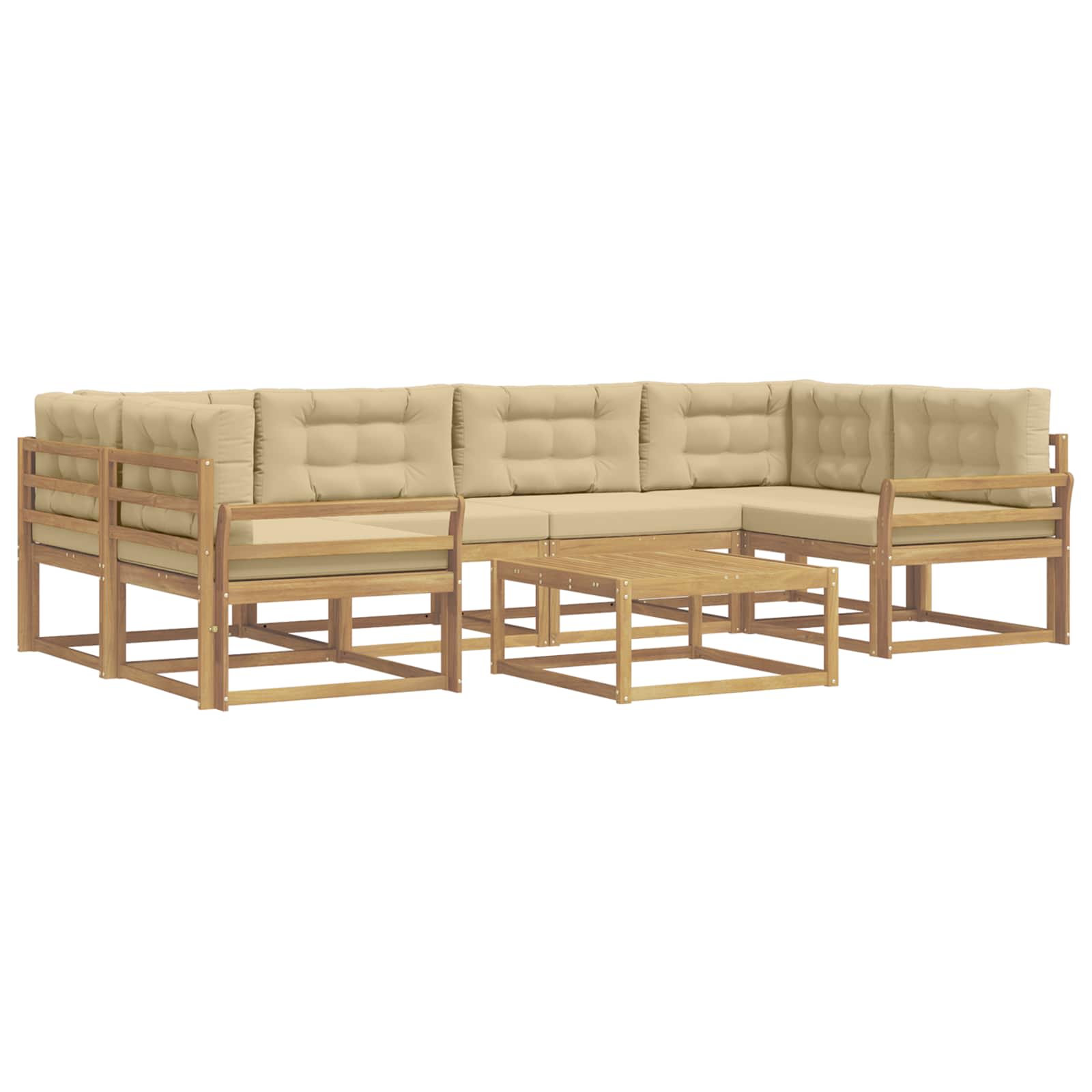 Set vanjskih sofa s jastukom 5 pcs Bijela i bež