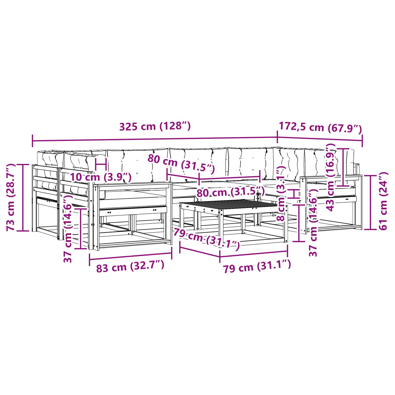 Set vanjskih sofa s jastukom 5 pcs Bijela i antracit