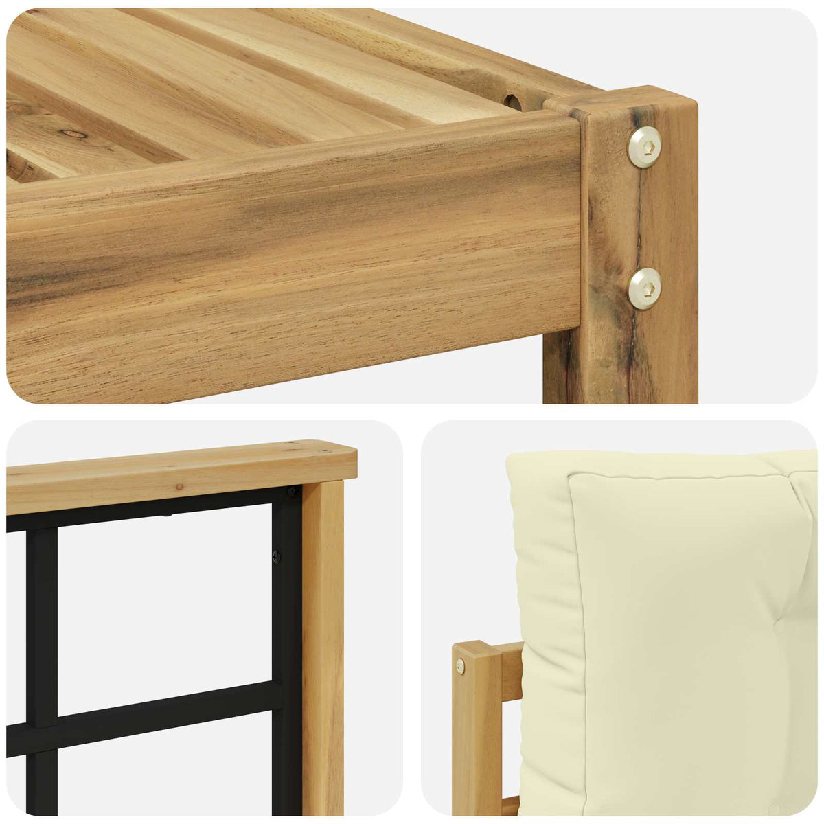 Set vanjskih sofa s jastukom 5 pcs Bijela i krem