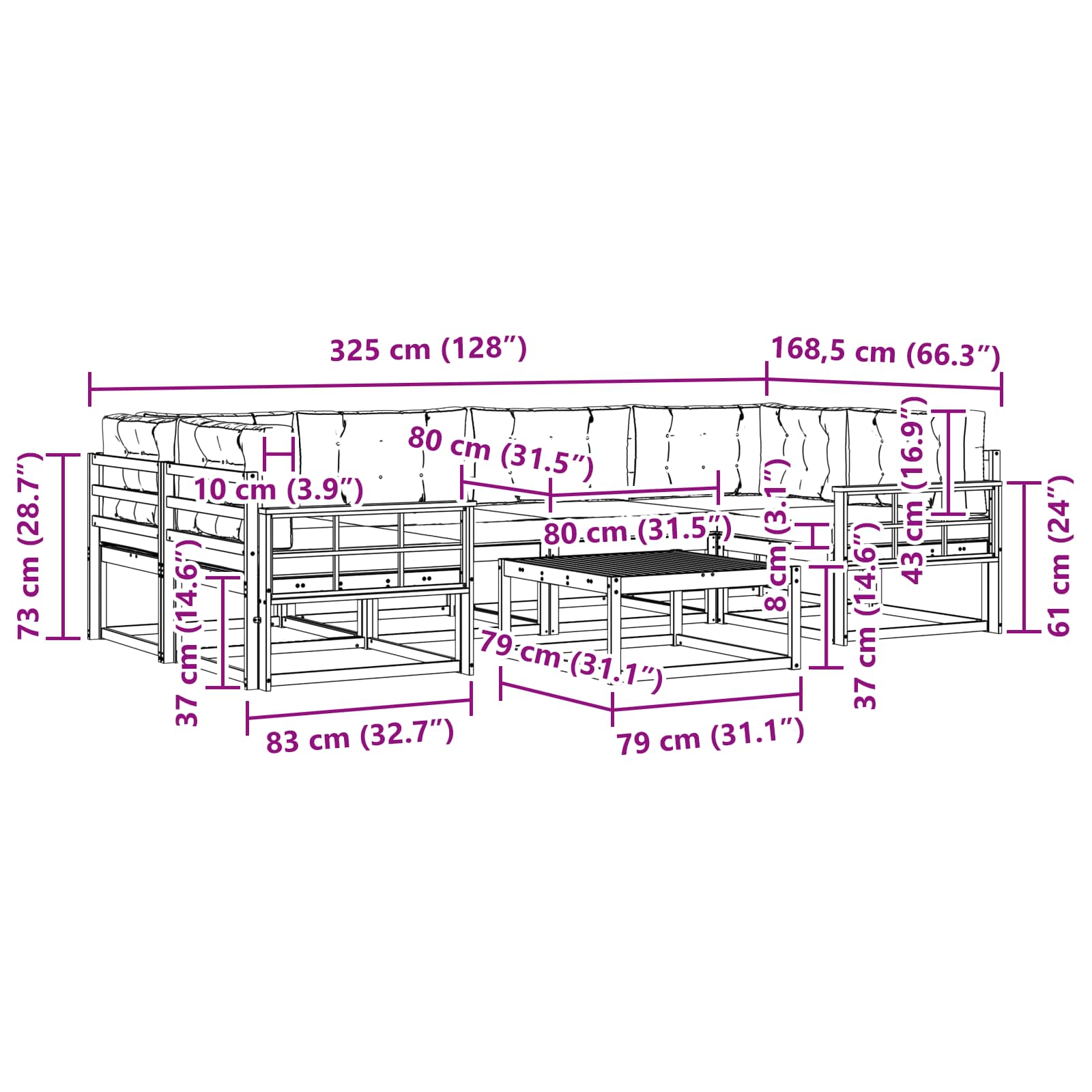 Set vanjskih sofa s jastukom 5 pcs Bijela i krem