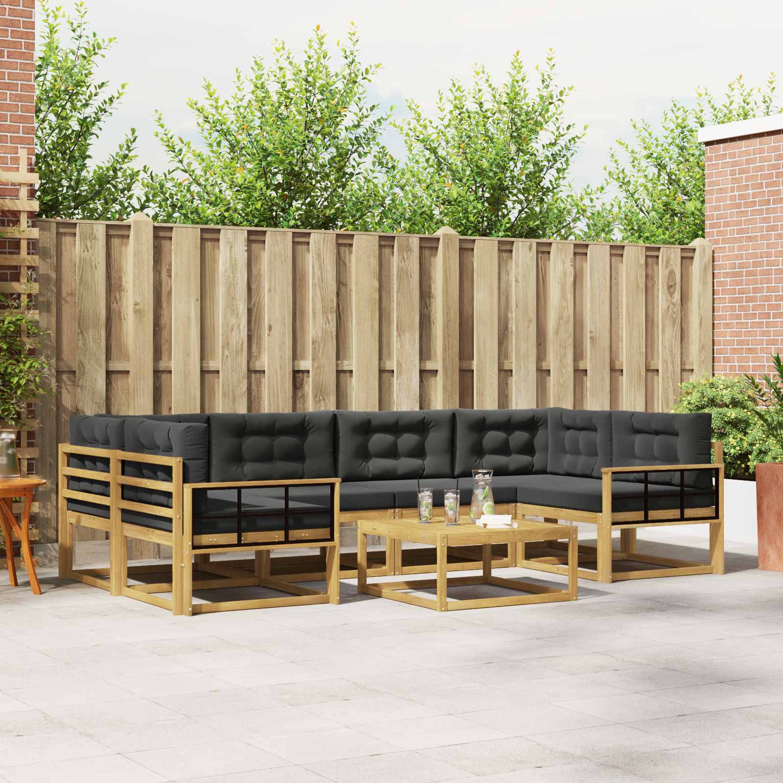 Set vanjskih sofa s jastukom 5 pcs Bijela i antracit
