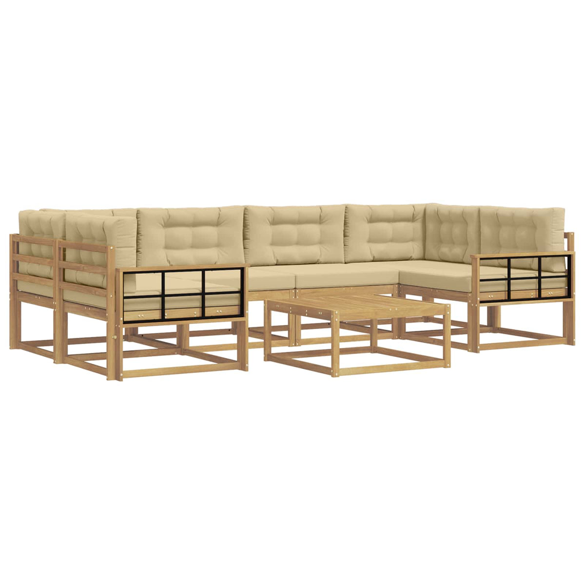 Set vanjskih sofa s jastukom 5 pcs Bijela i bež