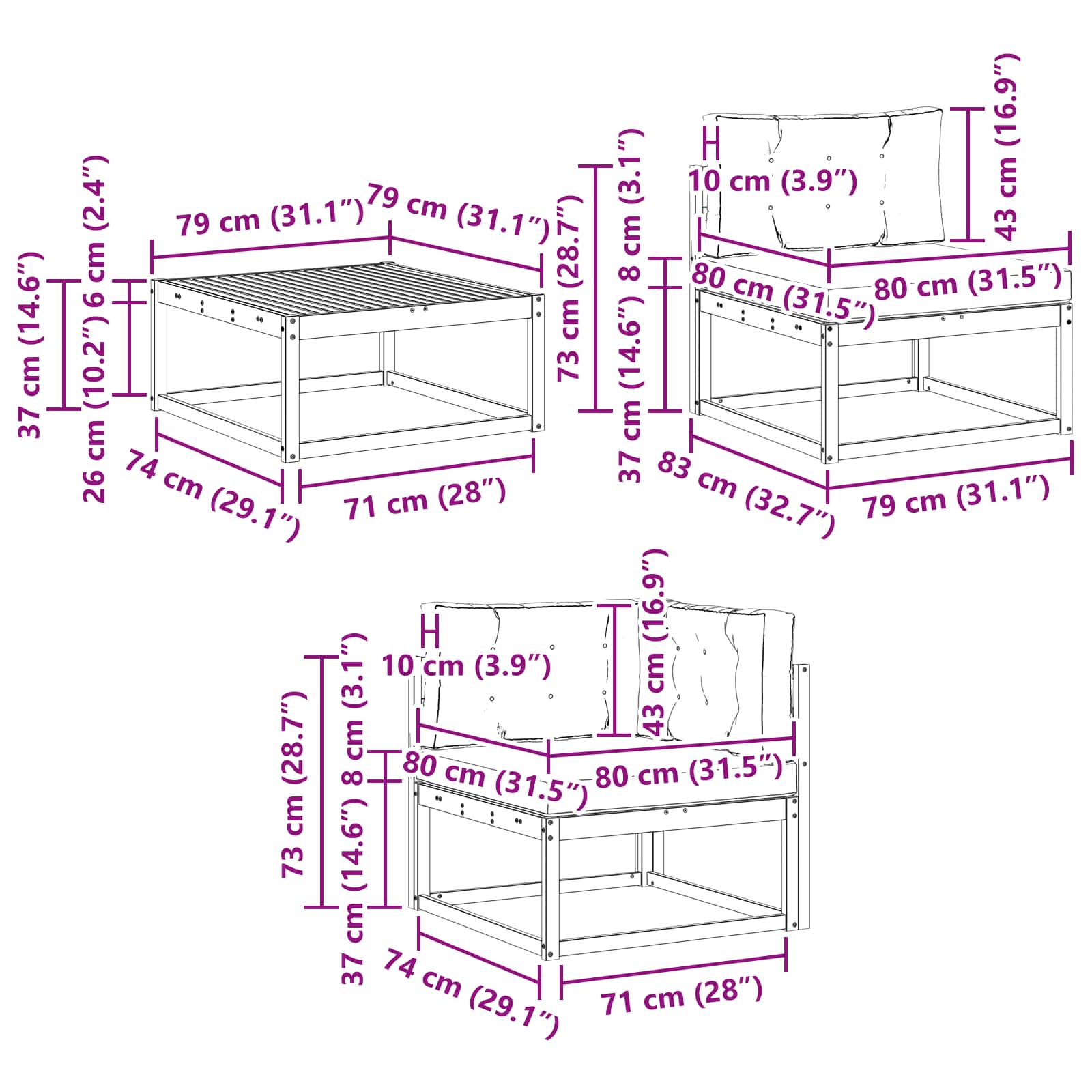 Set vanjskih sofa s jastukom 5 pcs Bijela i bež