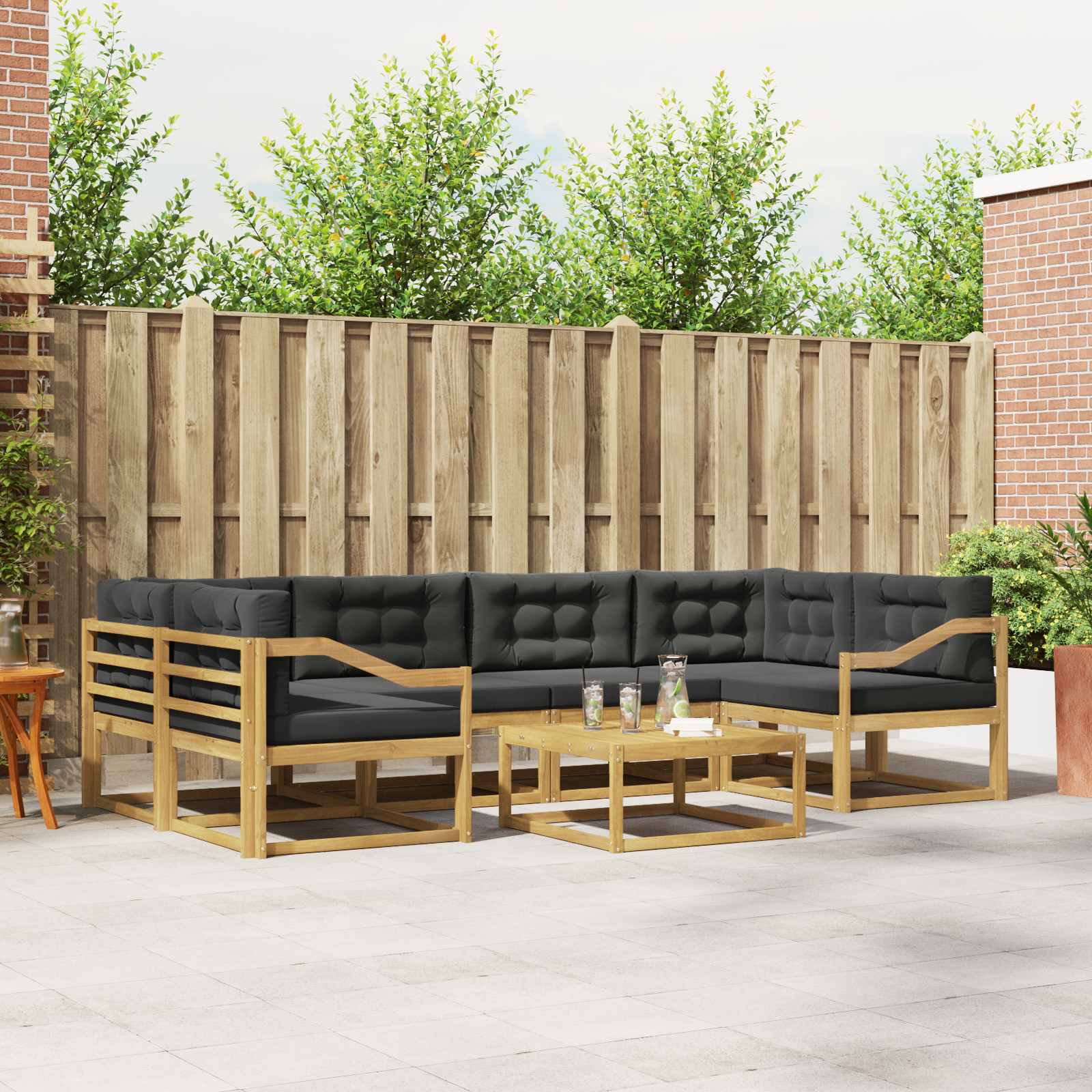 Set vanjskih sofa s jastukom 5 pcs Bijela i antracit