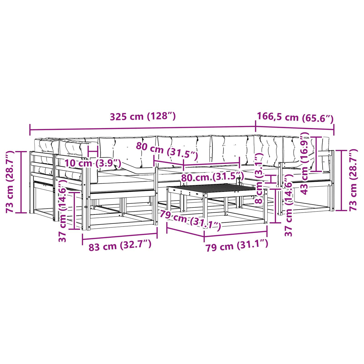 Set vanjskih sofa s jastukom 5 pcs Bijela i bež