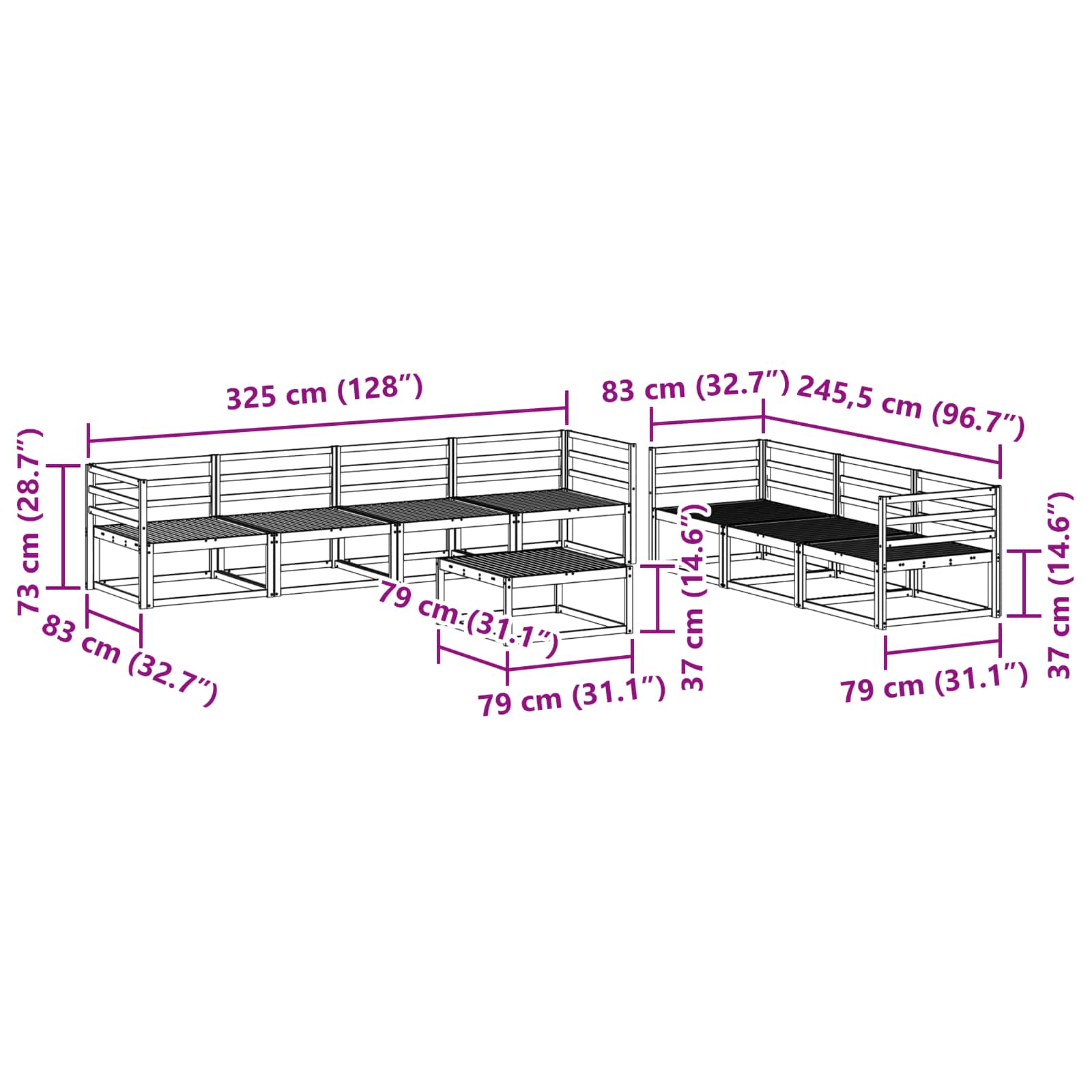 Set vanjskih sofa 8 pcs Bijela
