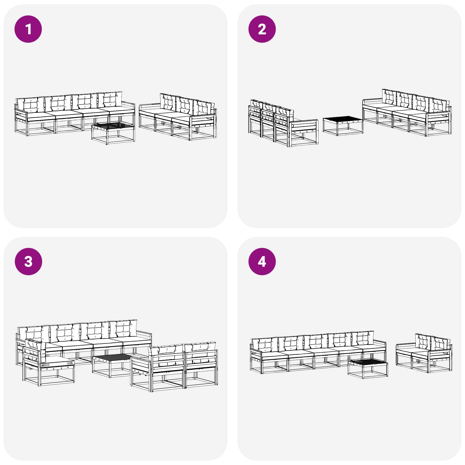 Set vanjskih sofa s jastukom 7 pcs Bijela i svjetlosiva