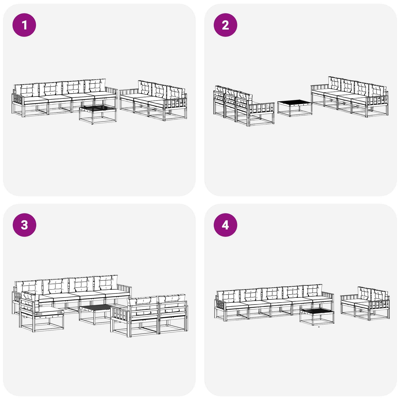 Set vanjskih sofa s jastukom 7 pcs Bijela i svjetlosiva