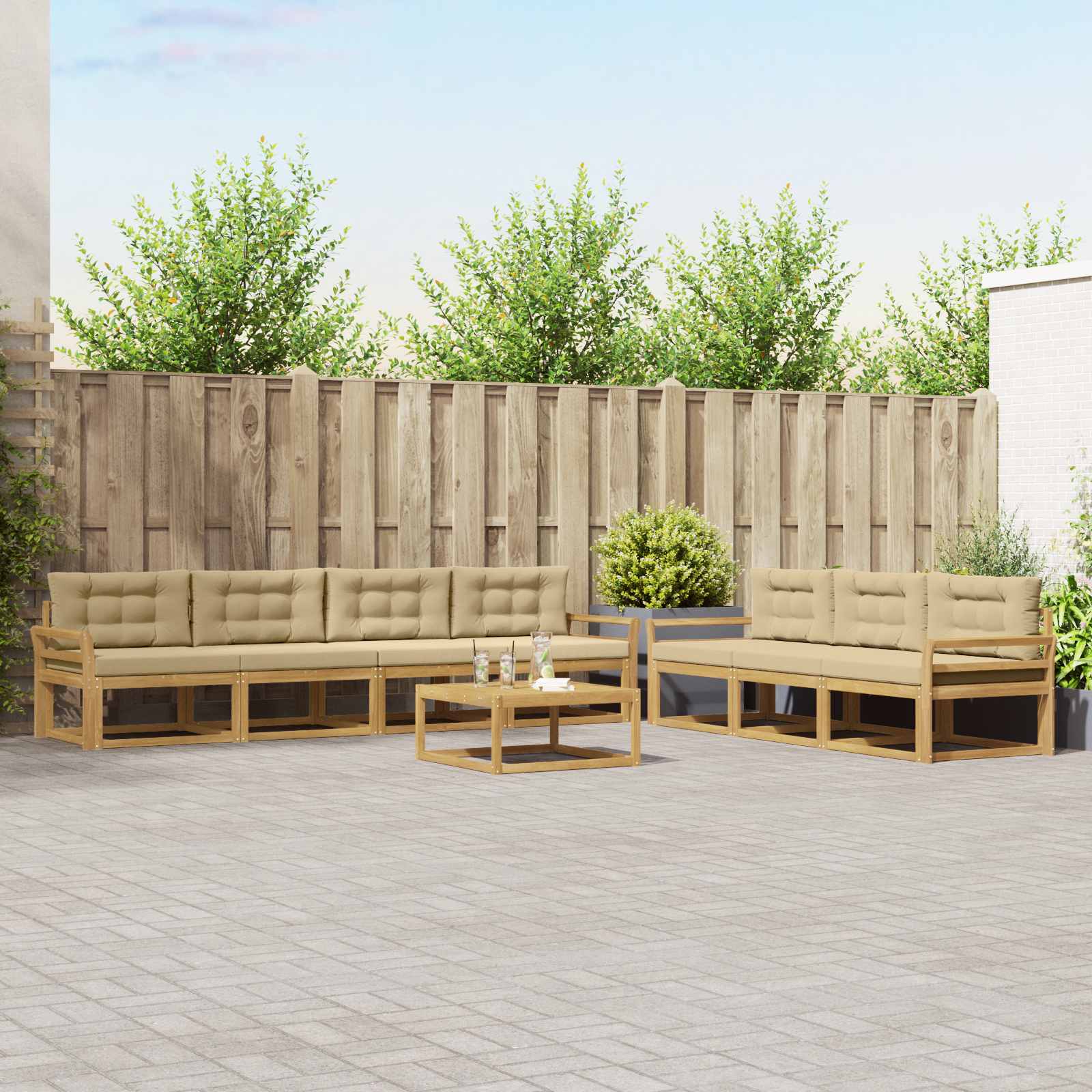 Set vanjskih sofa s jastukom 7 pcs Bijela i bež
