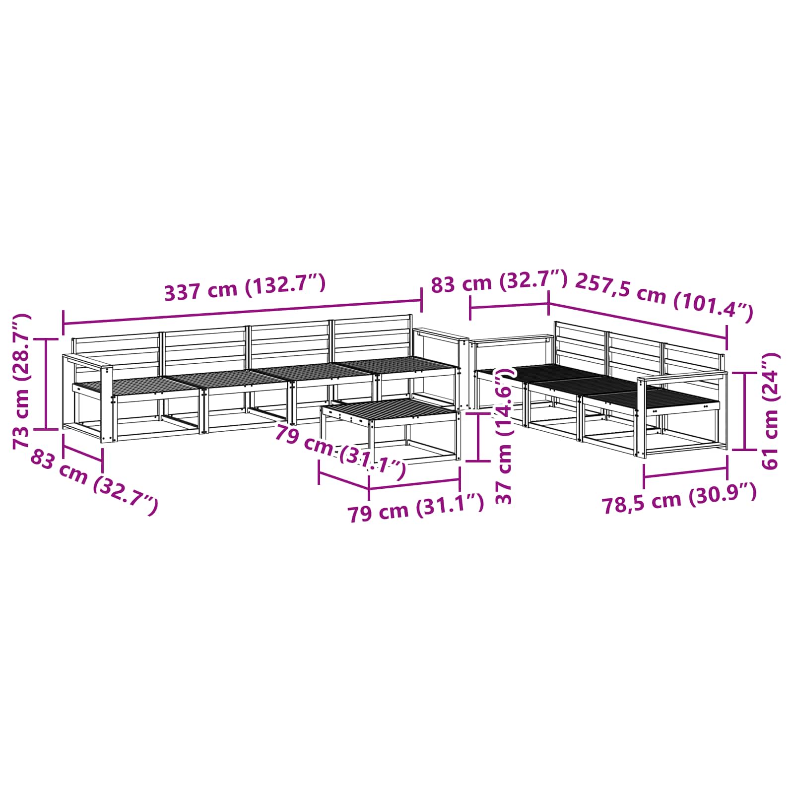 Set vanjskih sofa 8 pcs Bijela