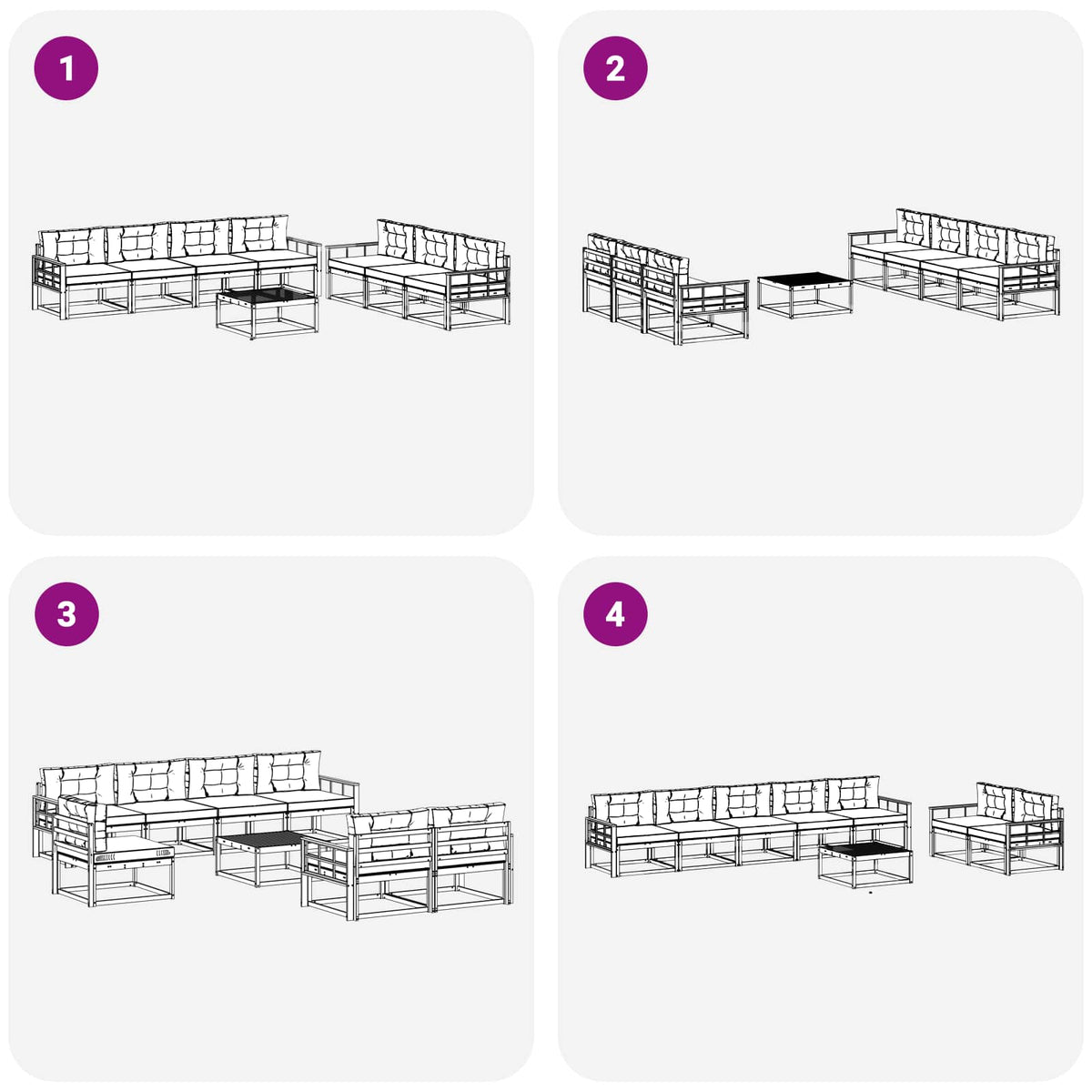 Set vanjskih sofa 7 kom. Bijela i antracit