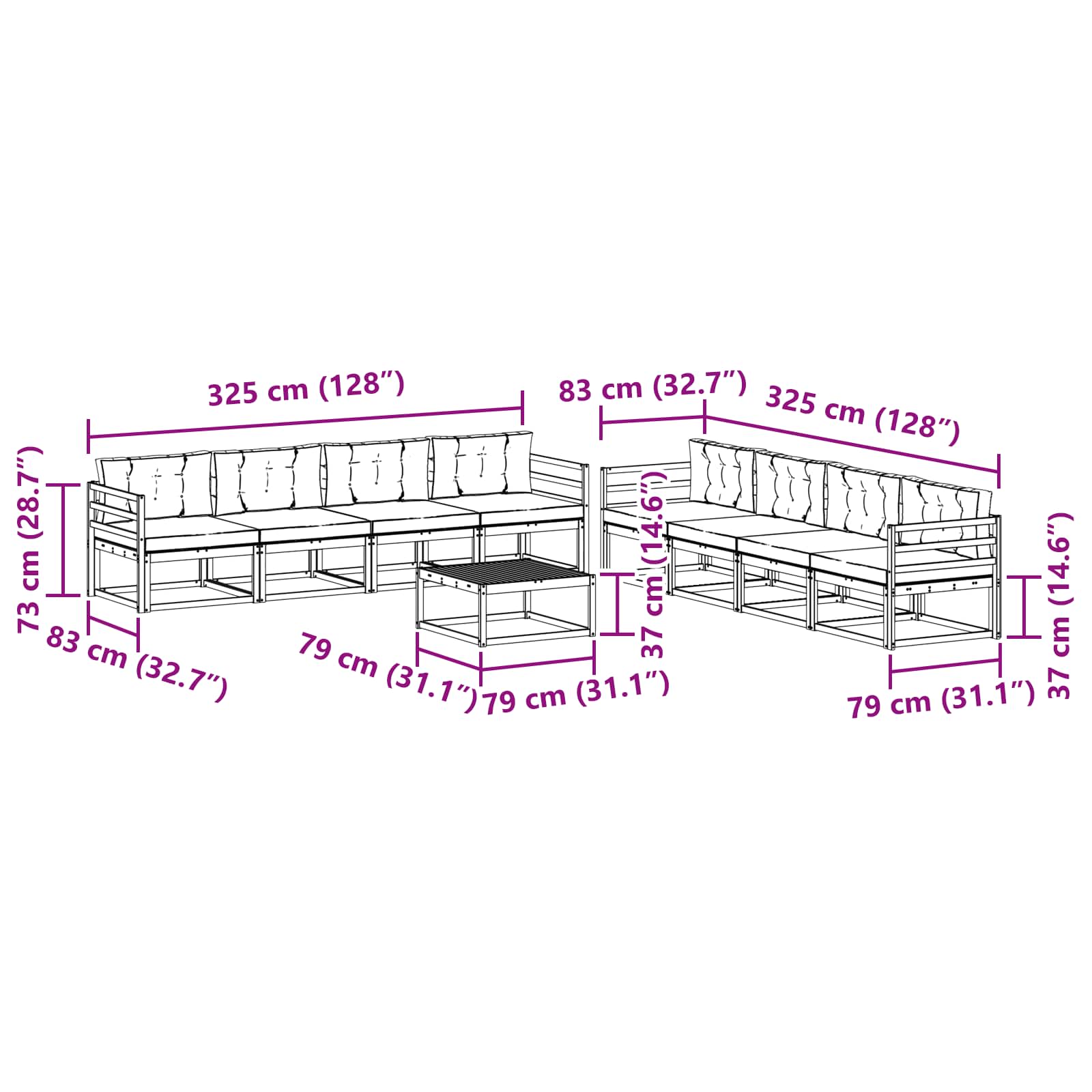 Set vanjskih sofa 9 pcs Bijela i krem 79 x 79 x 37 cm Poliester
