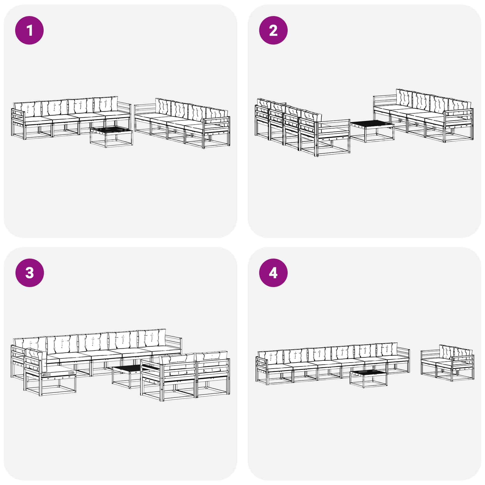 Set vanjskih sofa 9 pcs Bijela i antracit 79 x 79 x 37 cm
