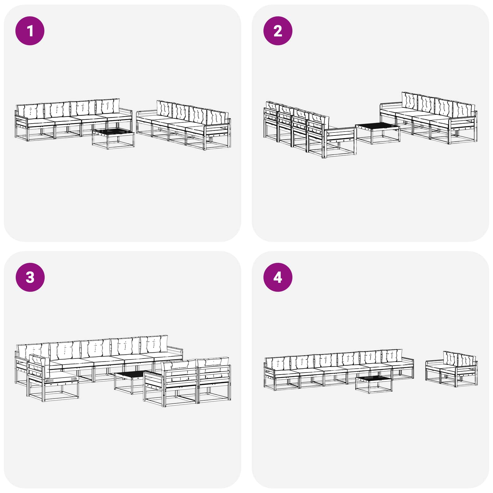 Set vanjskih sofa 9 pcs Bijela i svjetlosiva 79 x 79 x 37 cm