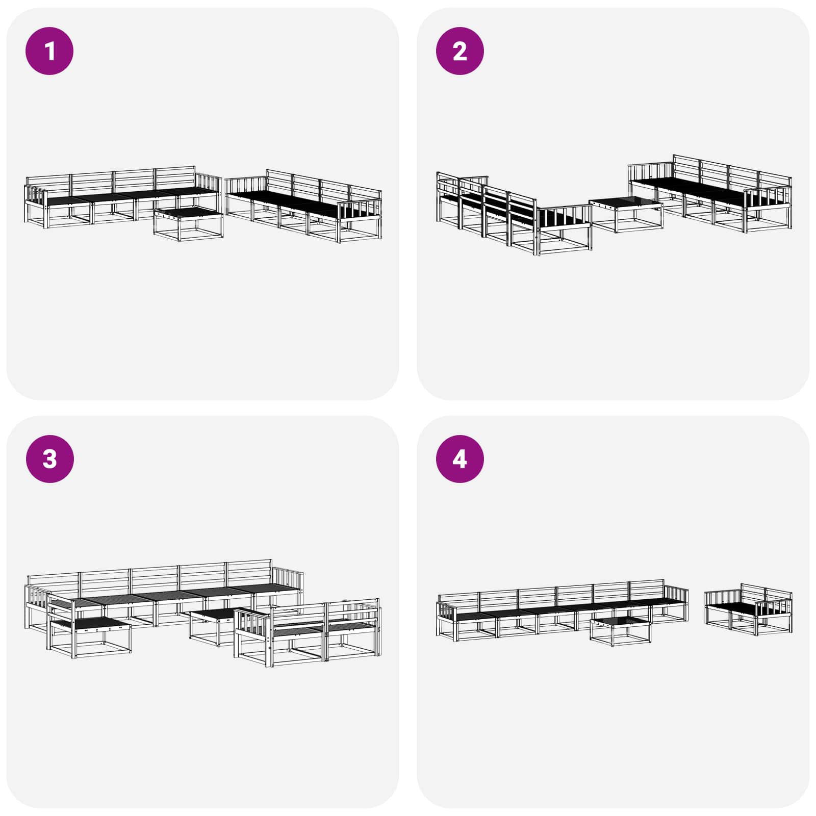 Set vanjskih sofa 9 pcs Bijela 79 x 79 x 37 cm