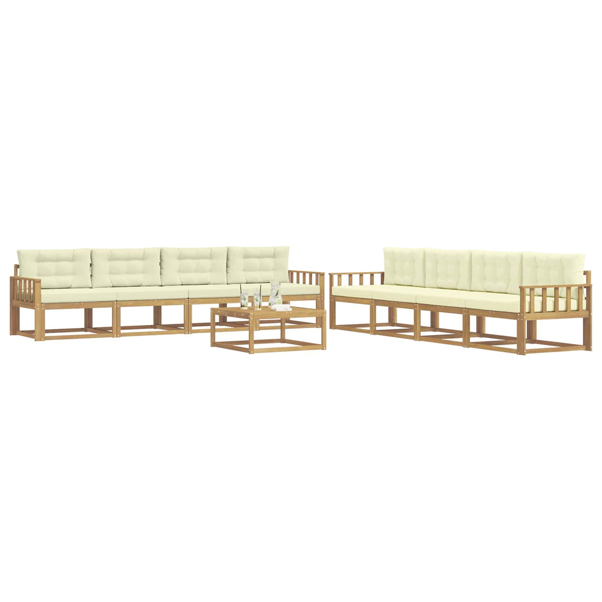 Set vanjskih sofa 9 pcs Bijela i krem 79 x 79 x 37 cm Poliester
